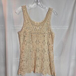 Women's ivory Crochet Sleeveless Pins & Needles Tank top Size S